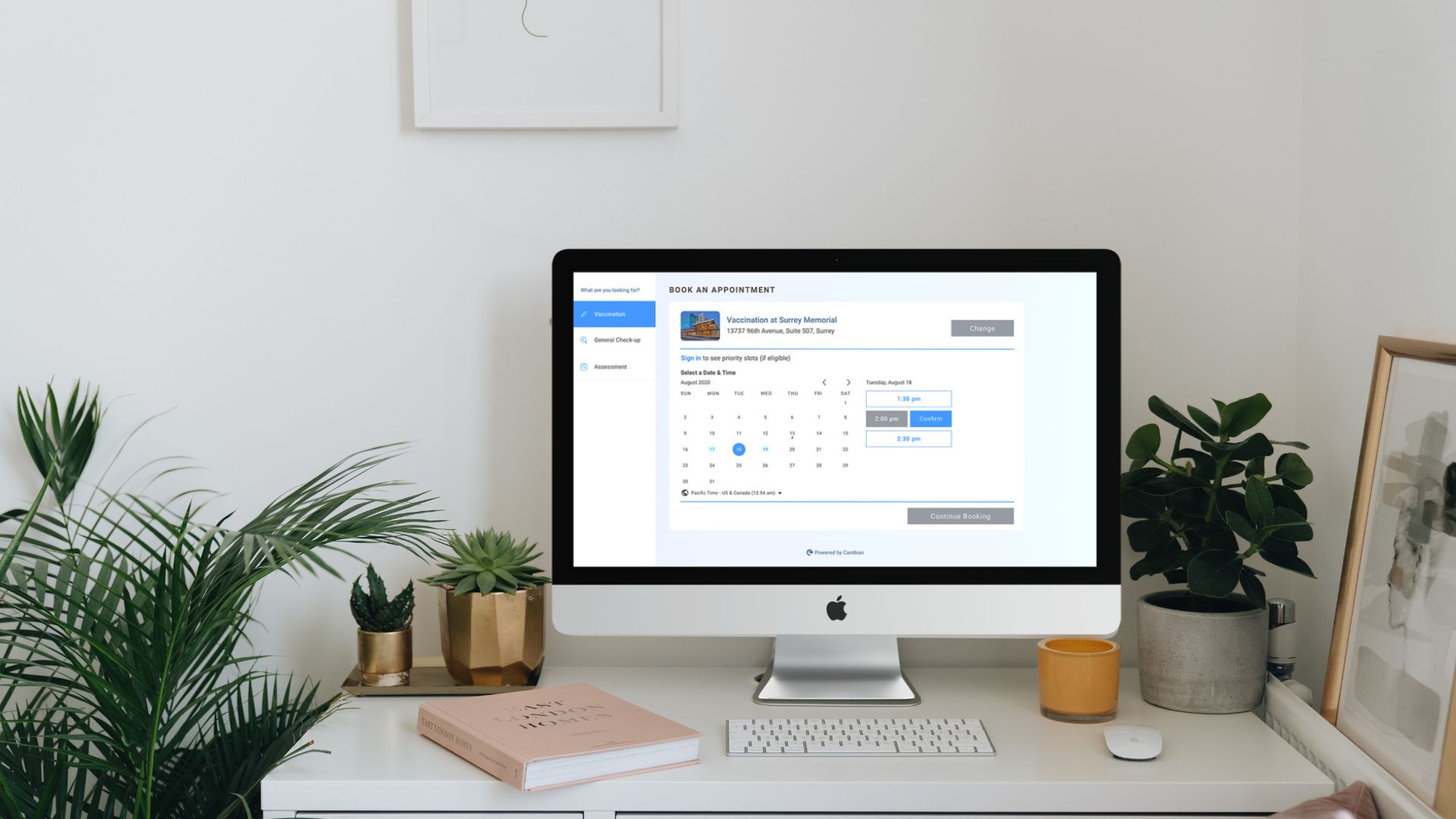 Cambian Booking Widget Interface